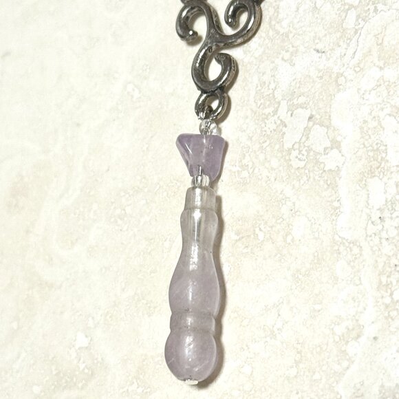 2/$20, Pale Purple Amethyst Lariat Cord Necklace, Genuine Gemstone Necklace - Picture 5 of 10